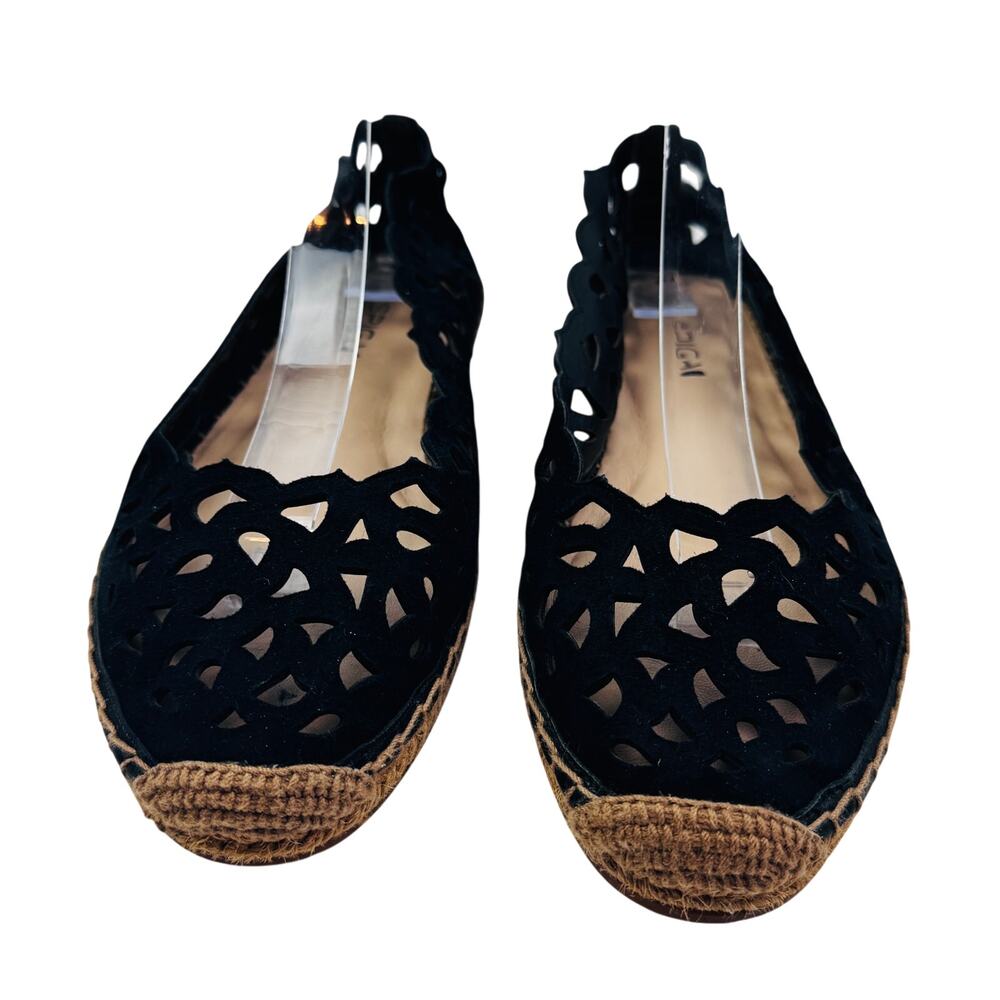 Via Spiga Black Bellerose Laser-Cut Ballet Chic Lightweight Flats Women's S7.5